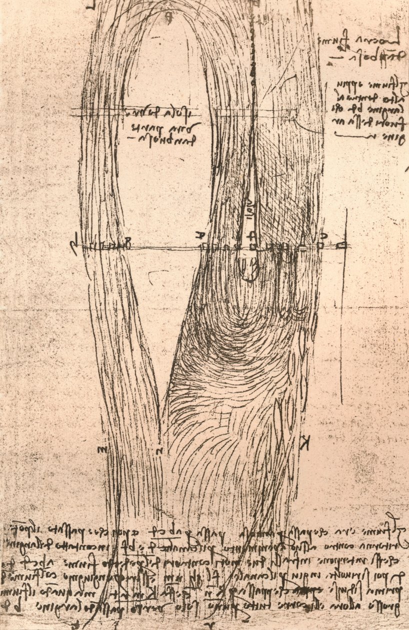 Skitsekort over Loire ved Amboise, Frankrig, c1472-c1519 1883 af Leonardo da Vinci