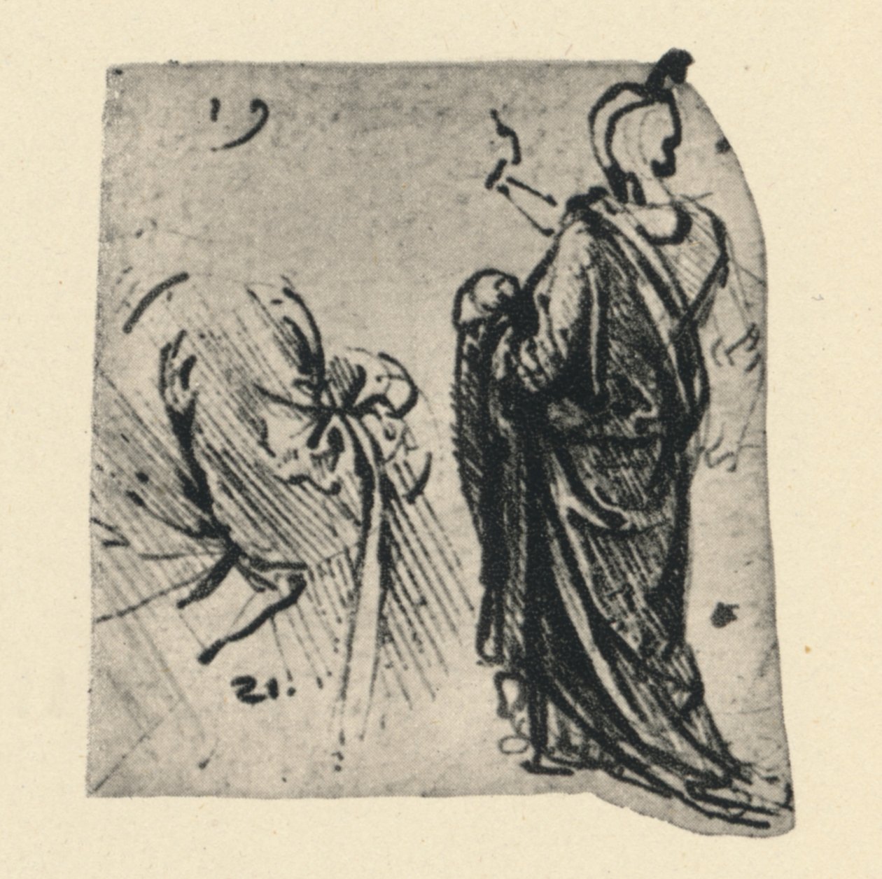 Skitse af en draperet figur og detalje af kostume, c1480 1945 af Leonardo da Vinci