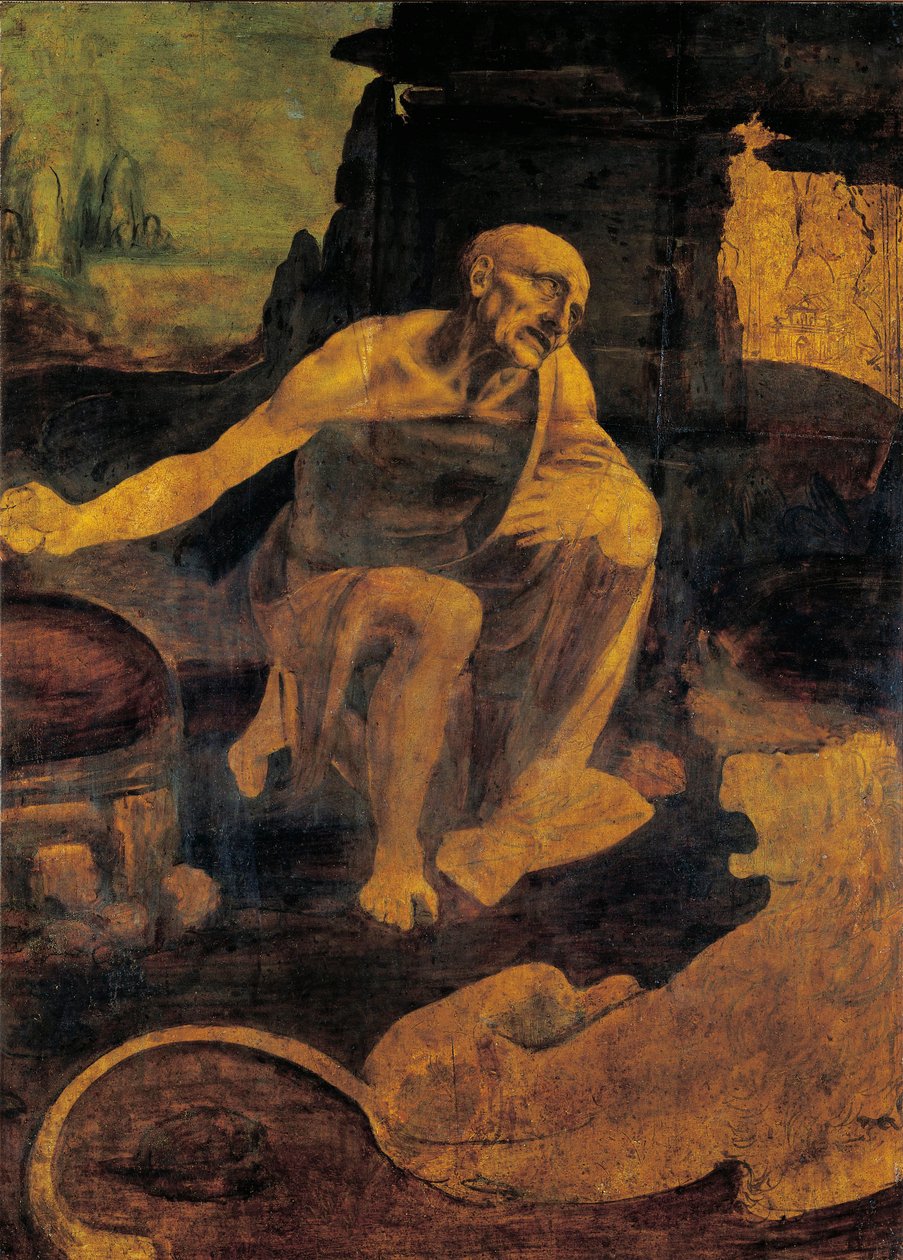 Den hellige Hieronymus, ca. 1480-82 (olie og tempera på valnøddetræ) af Leonardo da Vinci