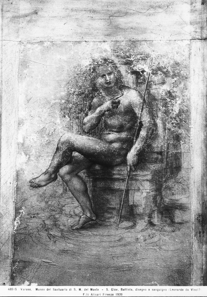 Johannes Døberen (kridt på papir) af Leonardo da Vinci