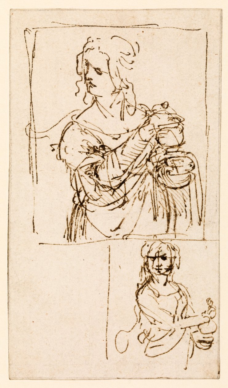Studier for Saint Mary Magdalene, 1480 - 1482 ca af Leonardo da Vinci