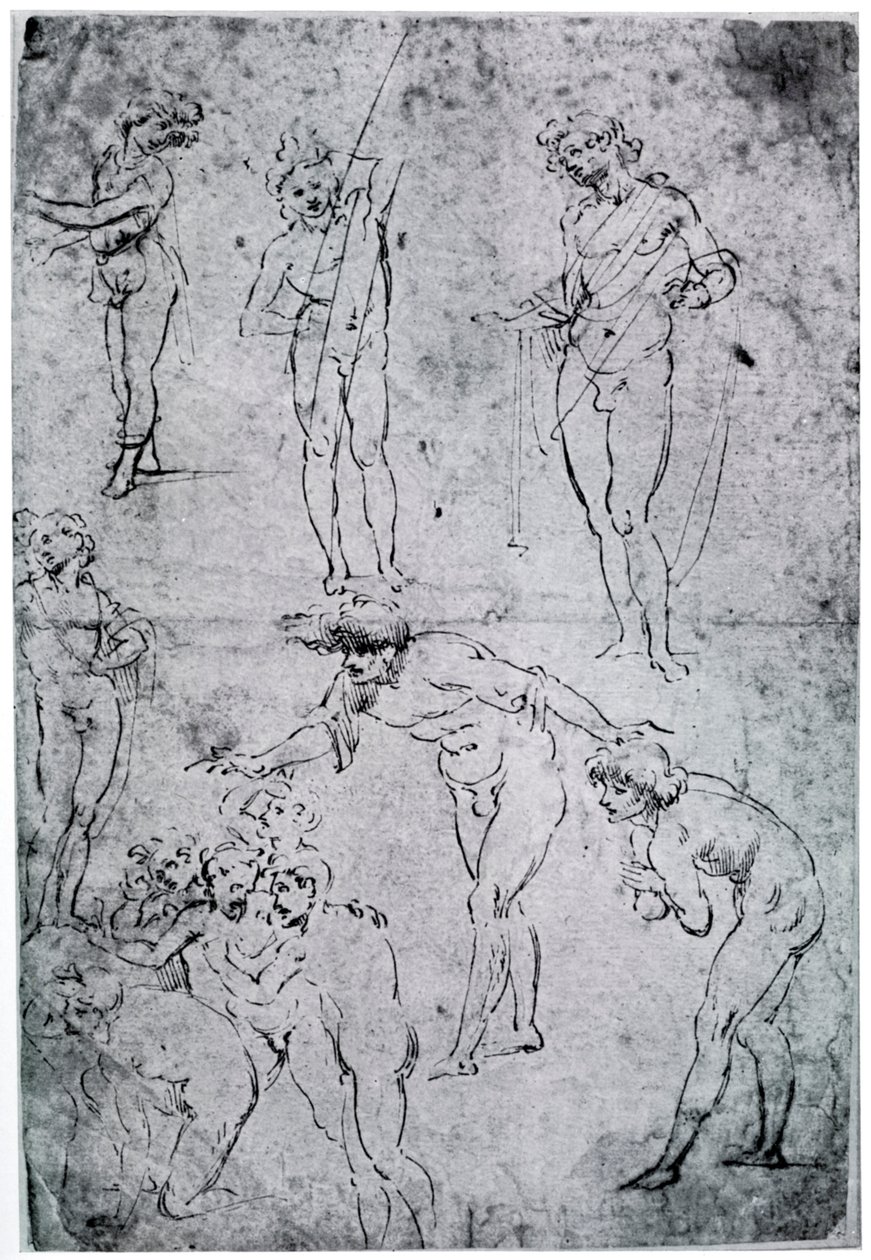 Studier til The Adoration of the Magi, 1400-tallet, 1954 af Leonardo da Vinci