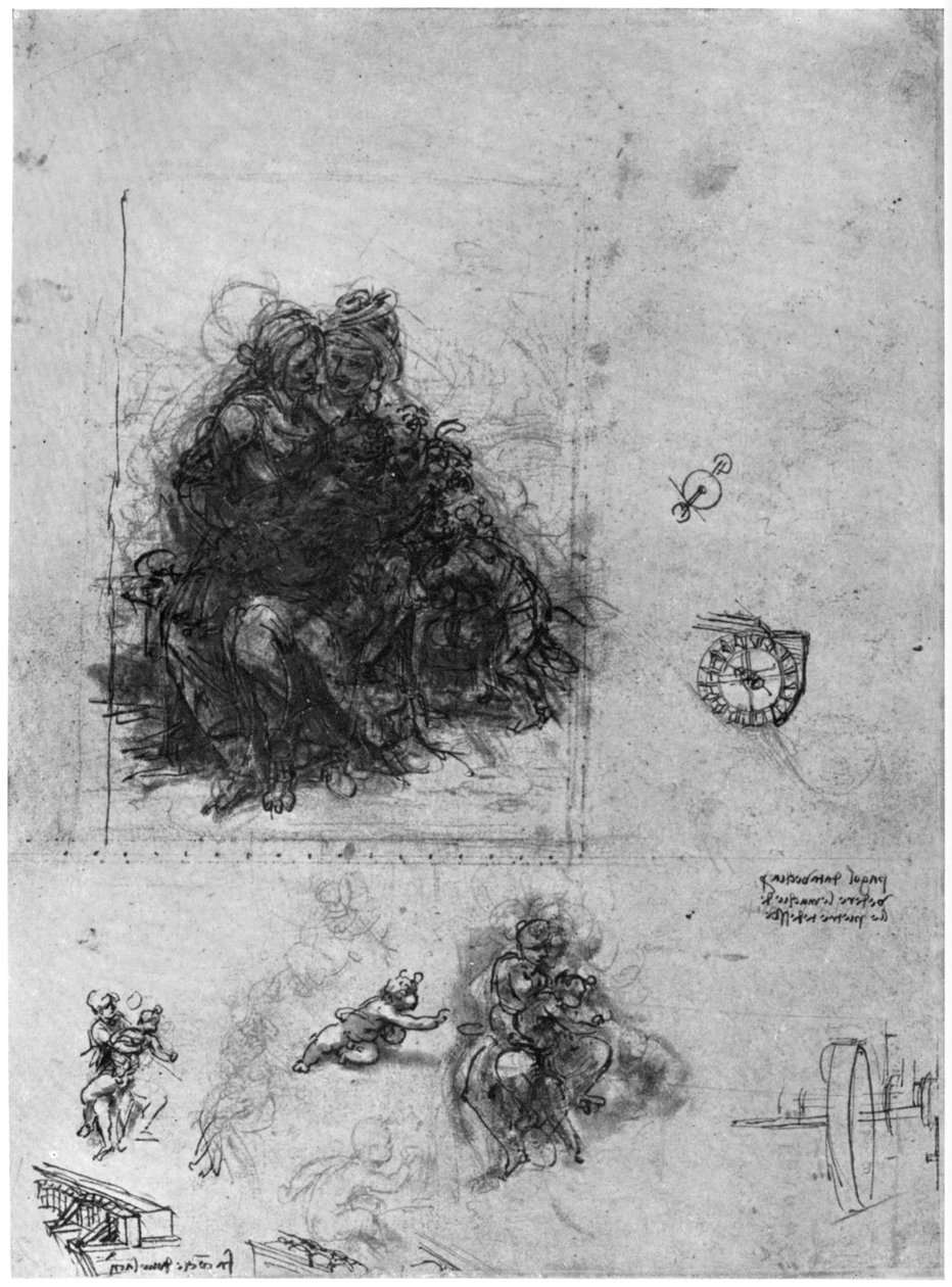 Studier for Jomfruen og Barnet med Sankt Anne og Johannes Døberen, 1503 1954. af Leonardo da Vinci