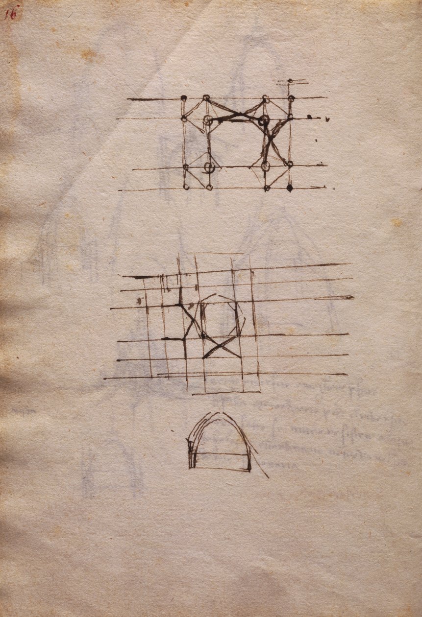 Studier til katedralens lanterne, fra Codex Trivulzianus af Leonardo da Vinci