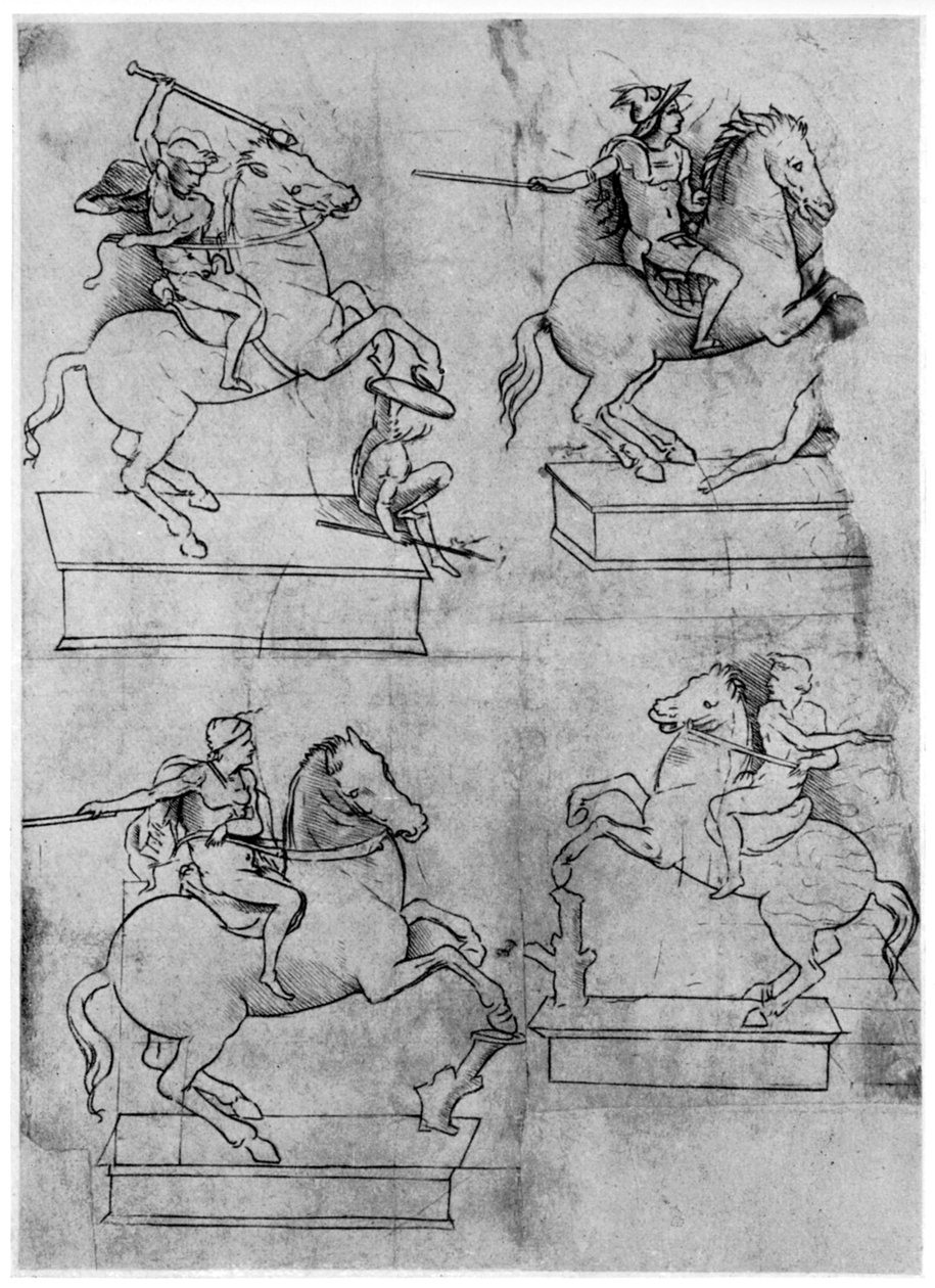Studier til Sforza-monumentet, c1488-1493 1954. af Leonardo da Vinci