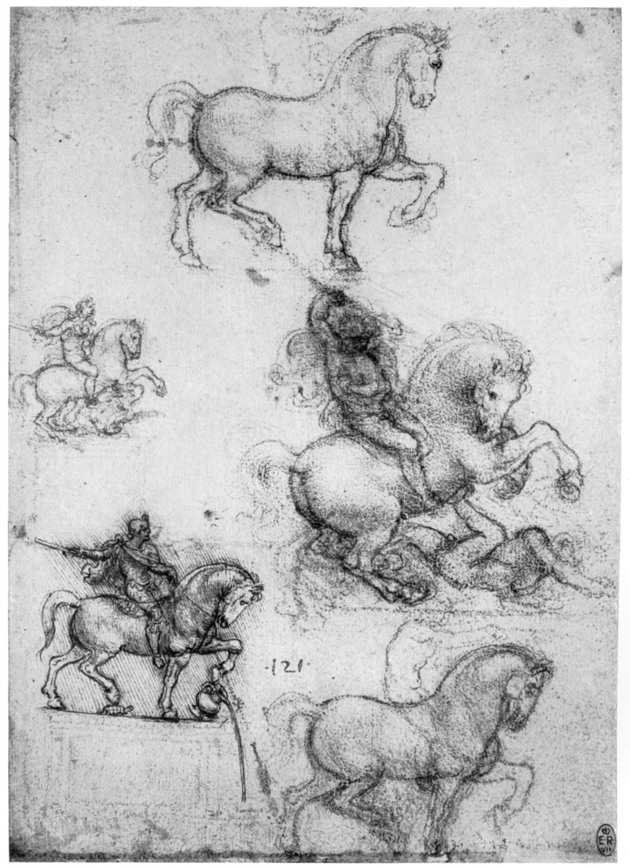 Studier til Trivulzio-monumentet, c1508 1954. af Leonardo da Vinci