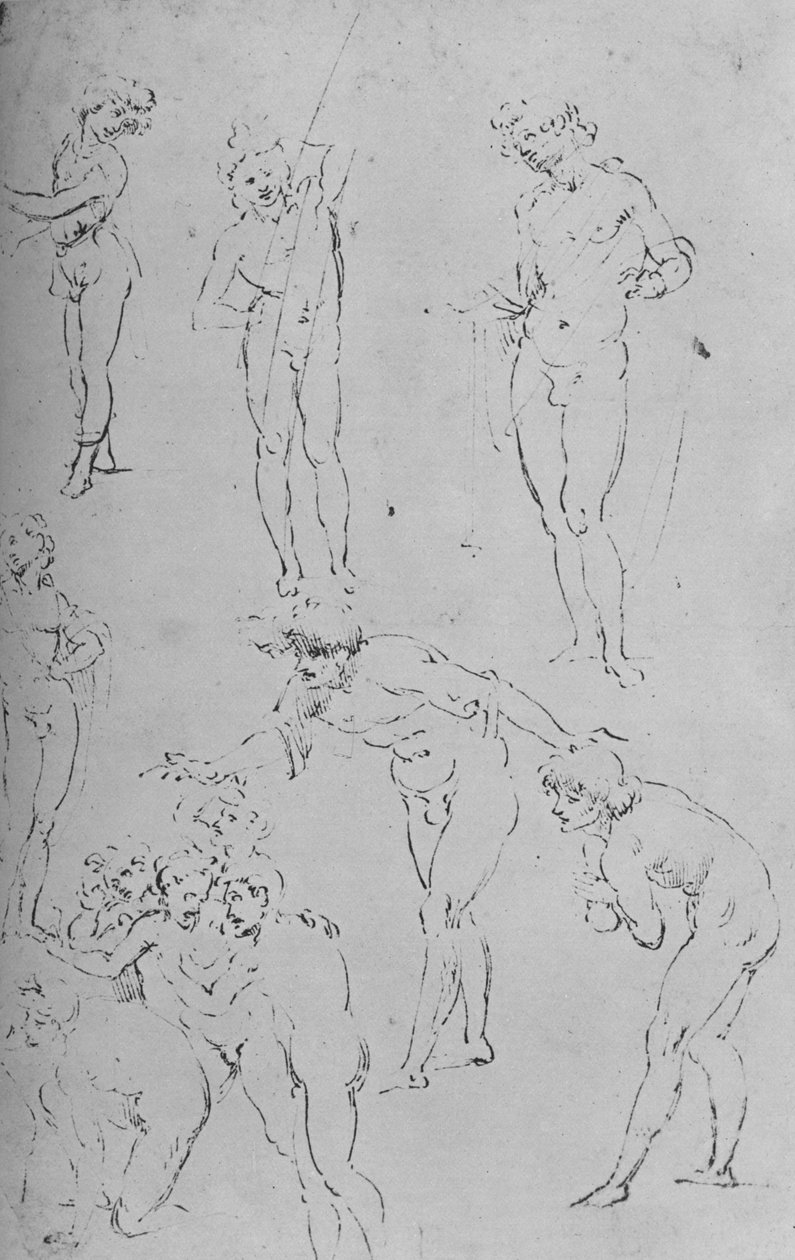 Studier af figurer og en gruppe af figurer, c1500 1945 af Leonardo da Vinci