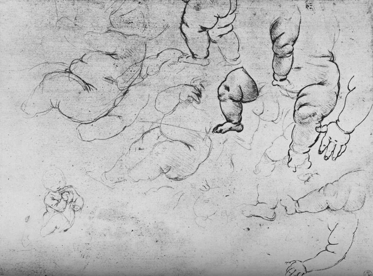 Studier af et barn, c1490 1945 af Leonardo da Vinci