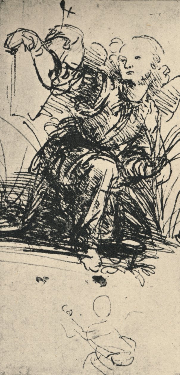 Studier af en knælende engel, c1467-1519 1945 af Leonardo da Vinci