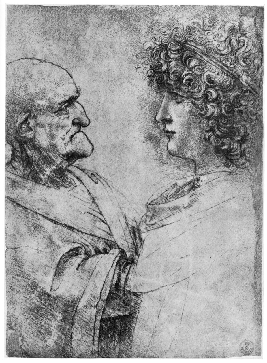 Studier af hoveder, c1500 1954 af Leonardo da Vinci