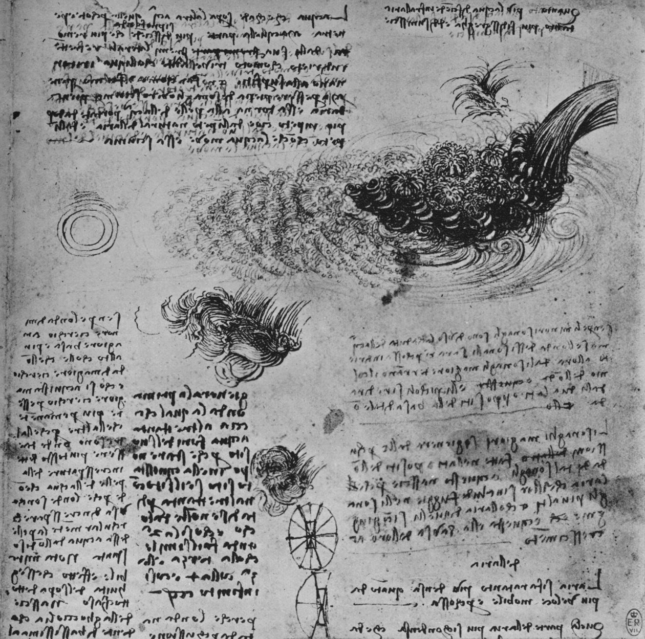 Studier af dannelsen af vand i bevægelse, c1480 1945 af Leonardo da Vinci