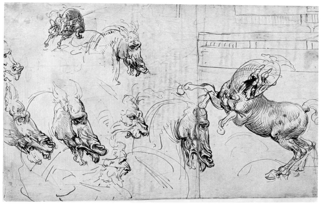 Studie til Slaget ved Anghiari, c1503-1505 1954. af Leonardo da Vinci