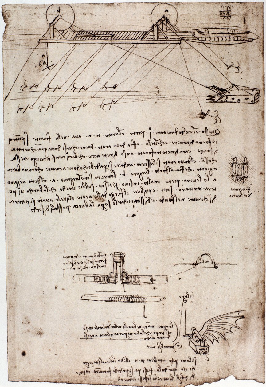 Undersøgelse for en havudgravning af Leonard de Vinci (Leonardo da Vinci) (1452 - 1519). Tegning med pen og blæk. af Leonardo da Vinci