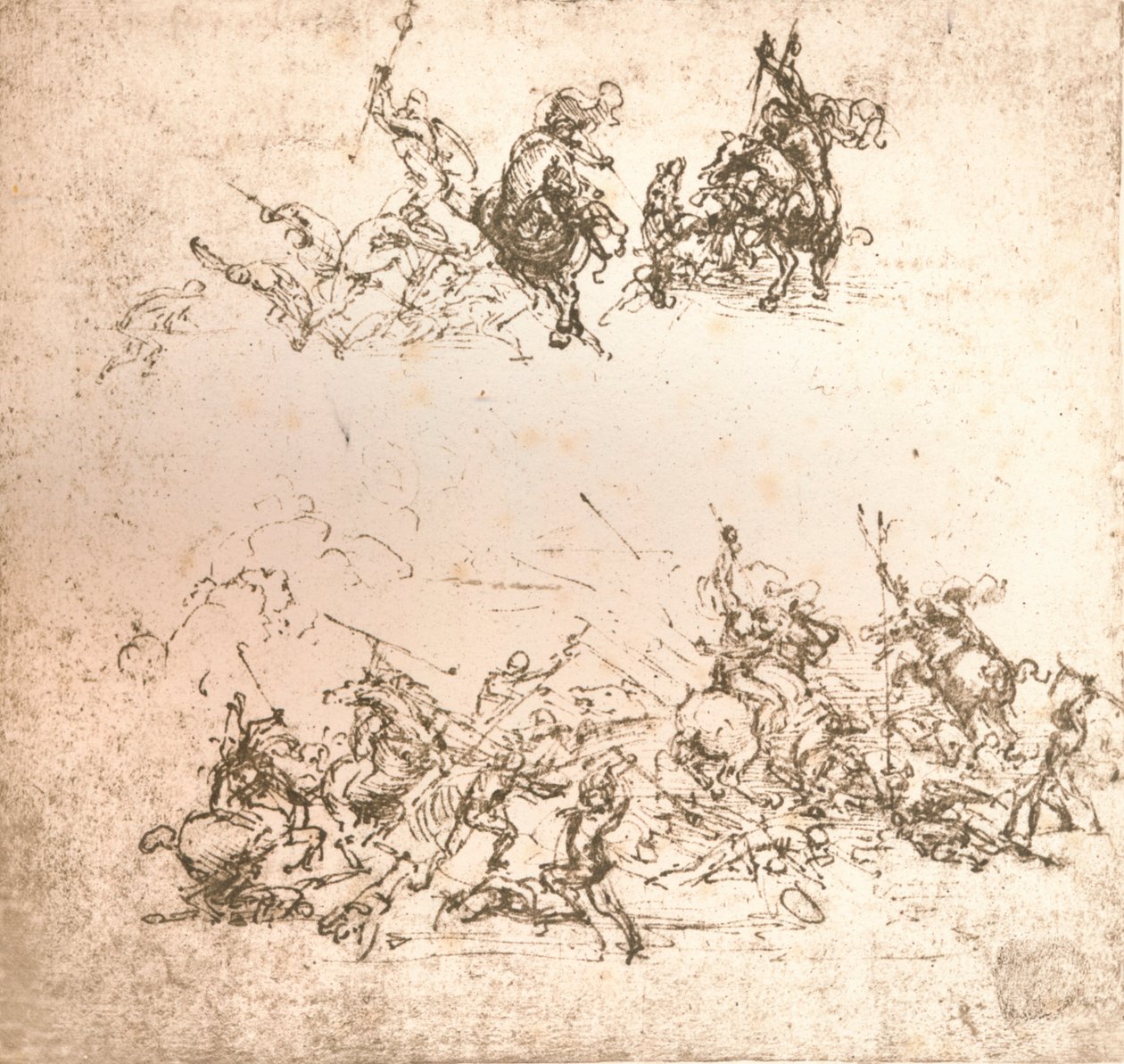 Studie til tegneserien af slaget ved Anghiari, c1472-c1505 1883 af Leonardo da Vinci