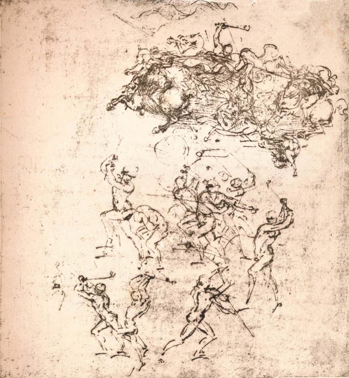 Studie til tegneserien af slaget ved Anghiari, c1472-c1505 1883 af Leonardo da Vinci