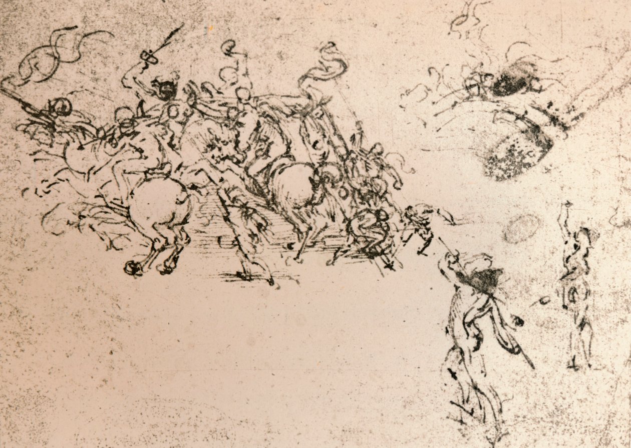Studie til tegneserien af slaget ved Anghiari, c1472-c1505 1883 af Leonardo da Vinci