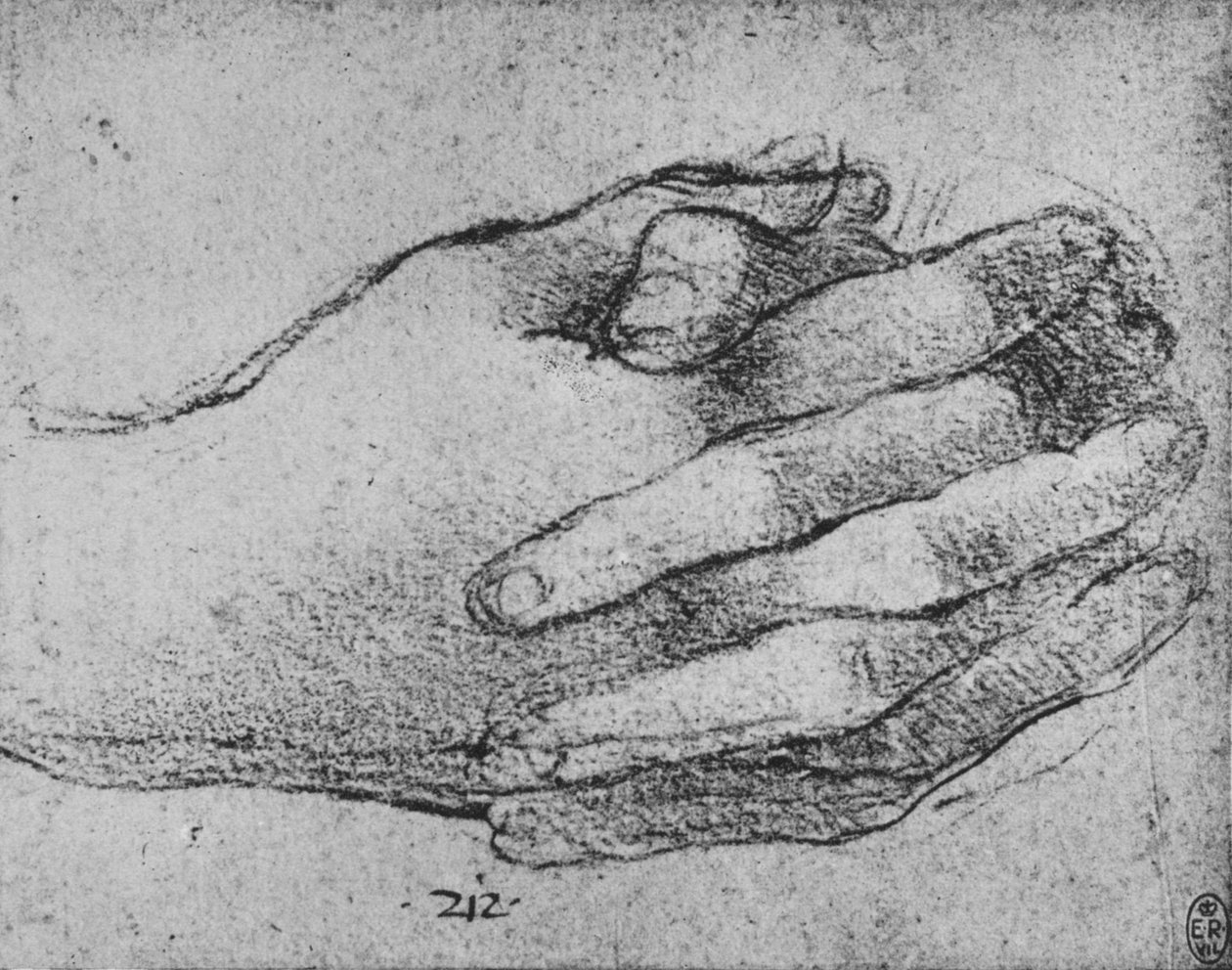 Study of Clasped Hands, c1480 1945 af Leonardo da Vinci