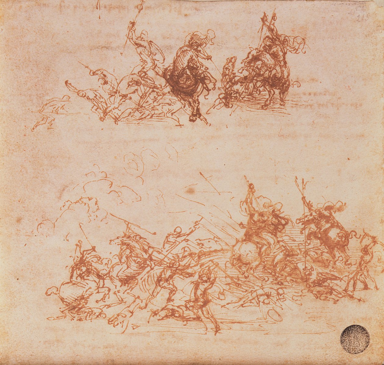 Studie af ryttere i kamp- og fodsoldater, 1503 af Leonardo da Vinci