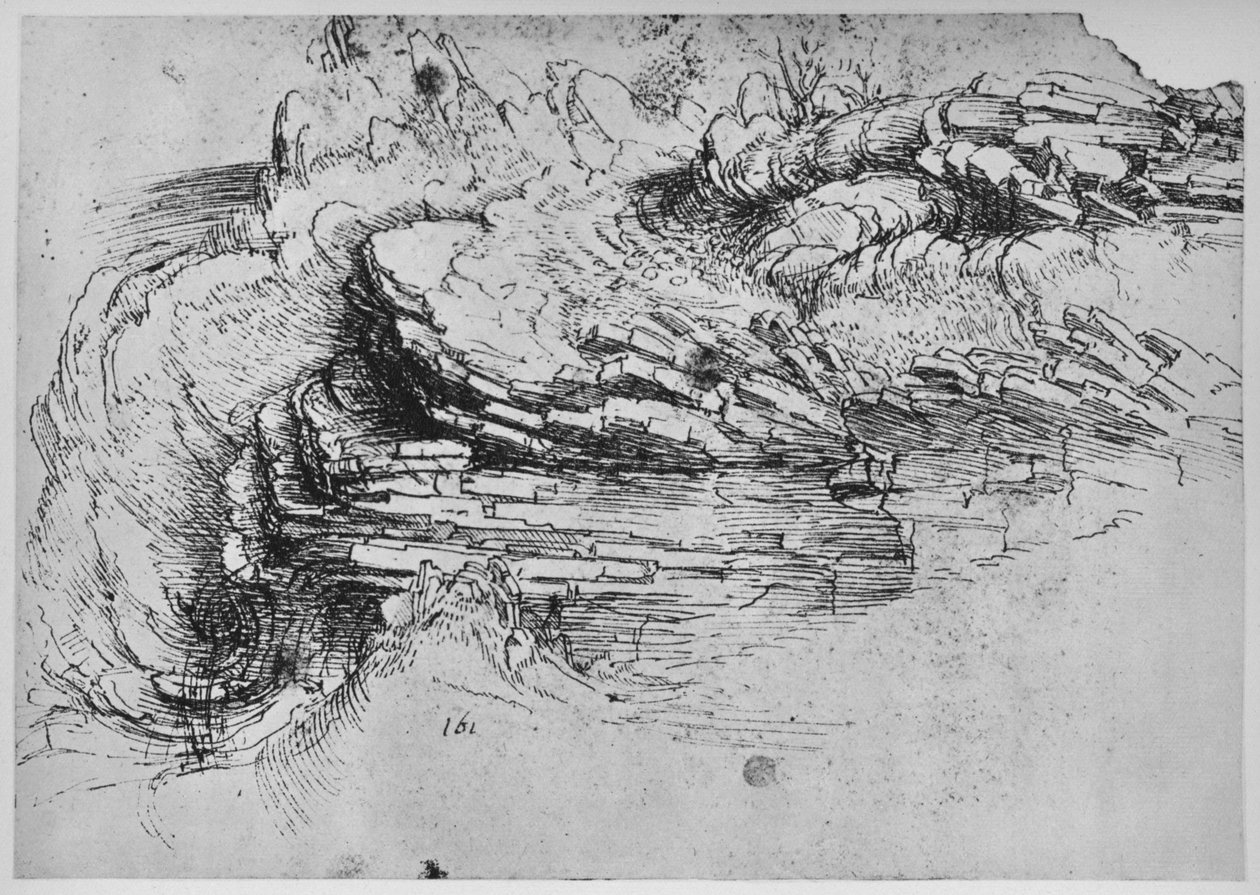 Studie af klippeformationer, c1480 1945 af Leonardo da Vinci
