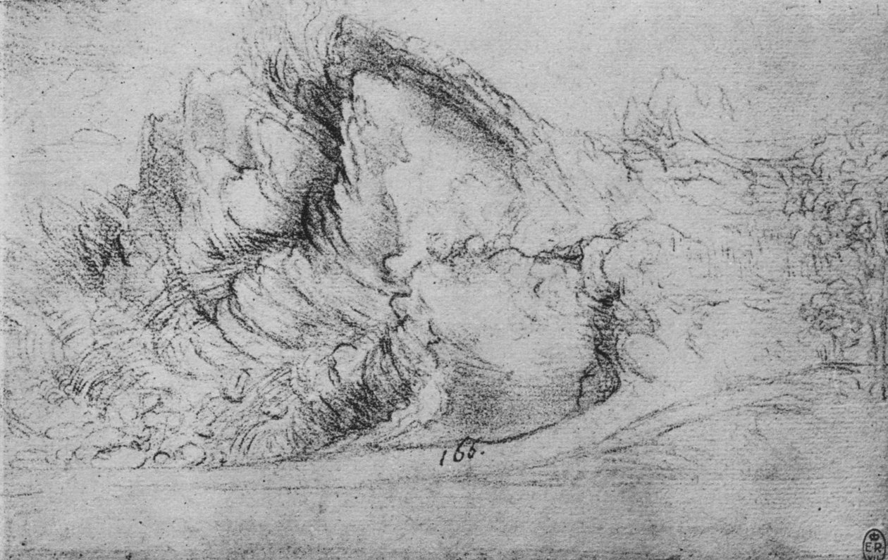 Studie af klippeformationer, c1480 1945 af Leonardo da Vinci