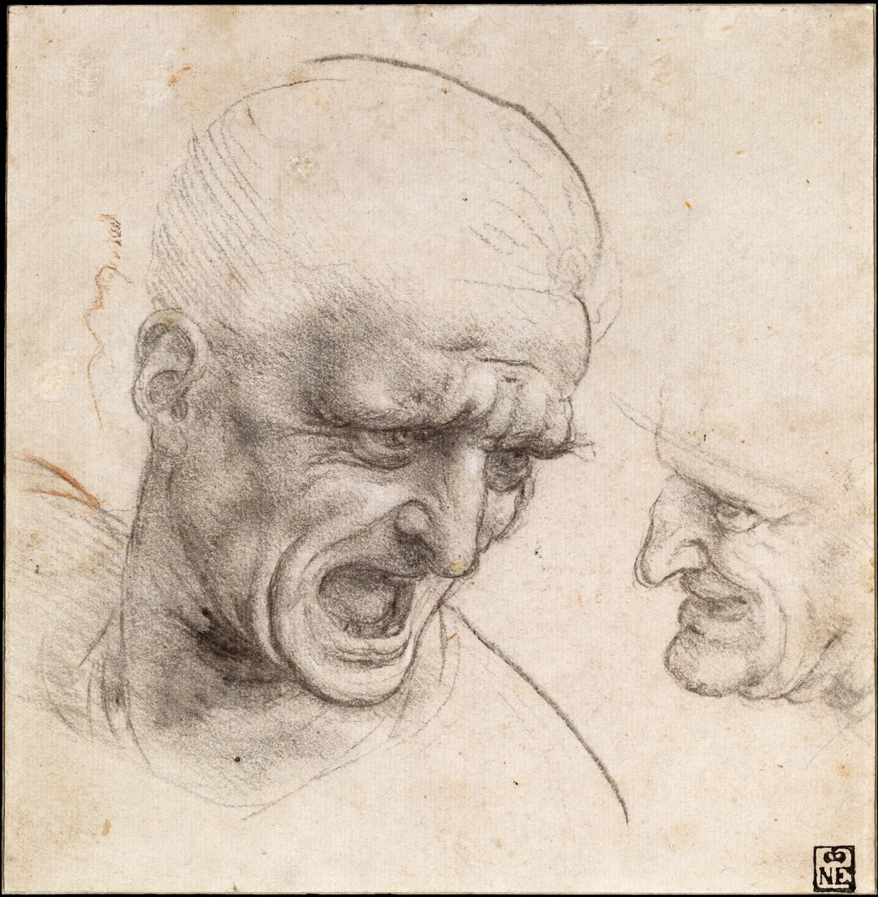 Studie af to krigere" hoveder til slaget ved Anghiari, 1504-05 af Leonardo da Vinci