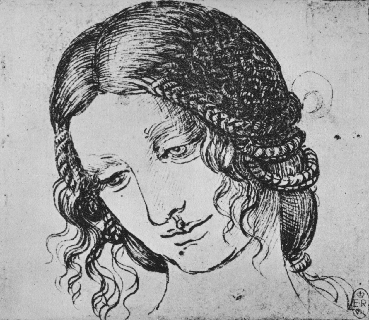 Study of a Womans Braided Hair, c1480 1945 af Leonardo da Vinci