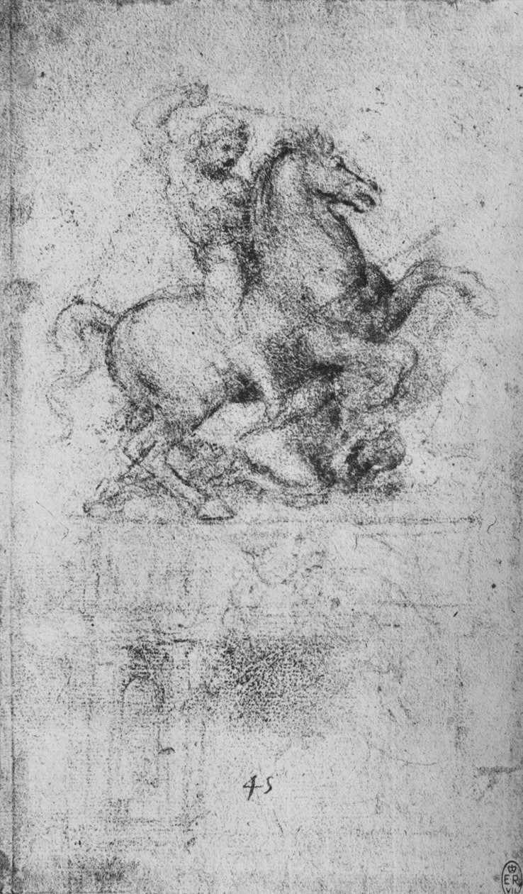 Studie af et ryttermonument, c1480 1945 af Leonardo da Vinci