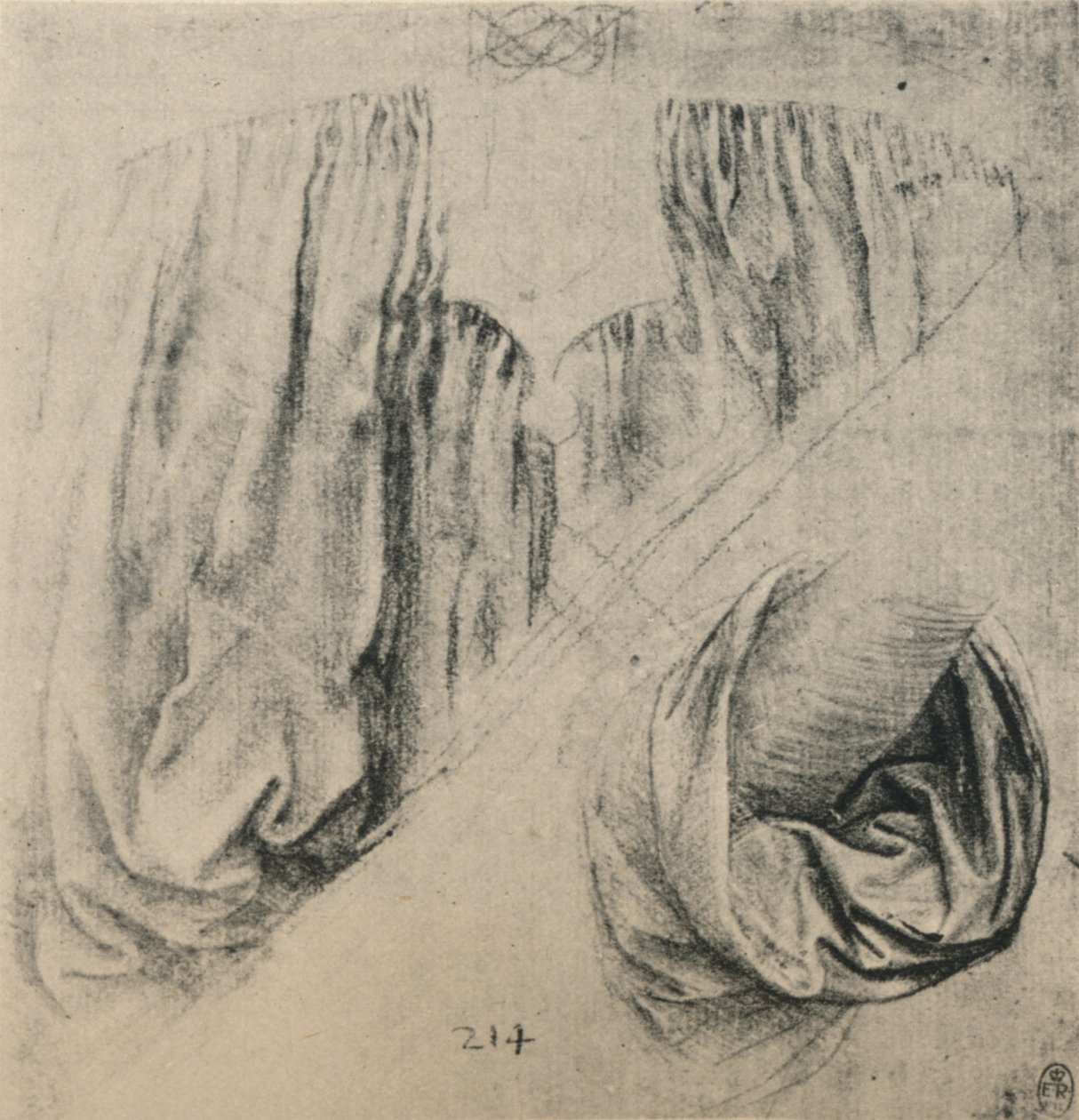 Studie af forsiden af en kjole og et ærme, c1480 1945 af Leonardo da Vinci
