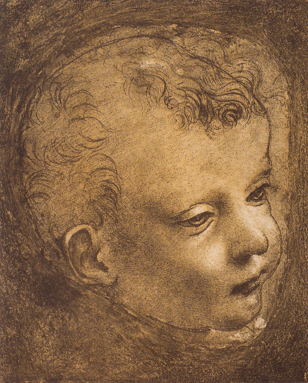 Studie af ansigtet af spædbarnet St. John for Madonna of the Rocks; tegning af Leonardo da Vinci. Louvre, Paris af Leonardo da Vinci