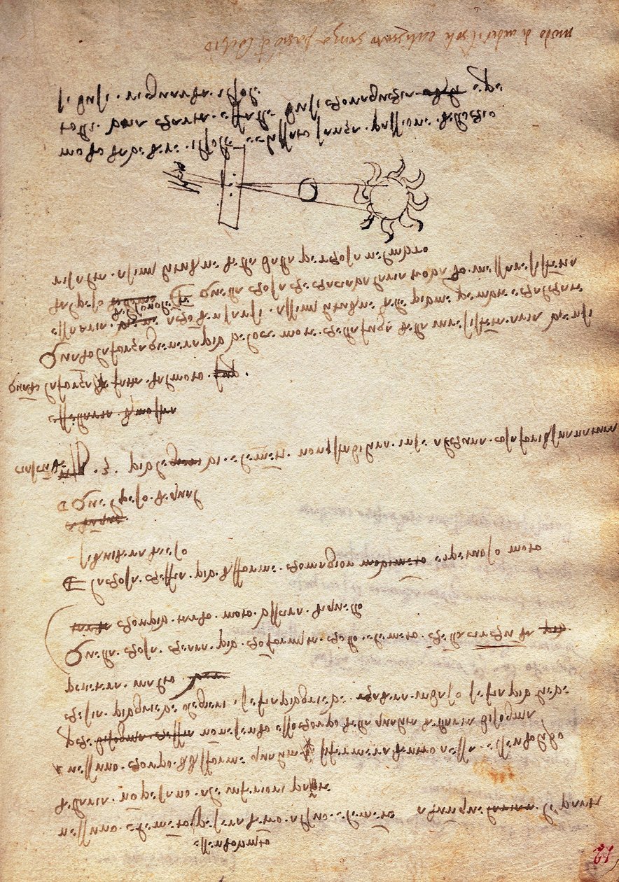 Studie af teknikken til observation af solformørkelse, Codex Trivulzianus af Leonardo da Vinci