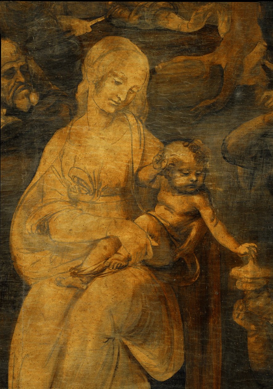 The Adoration of the Magi, ufærdigt (maleri på træ) af Leonardo da Vinci