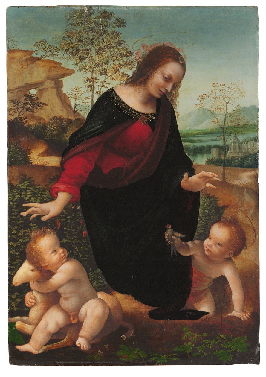 Madonnaen og barnet med spædbarnet Sankt Johannes Døberen af Leonardo da Vinci