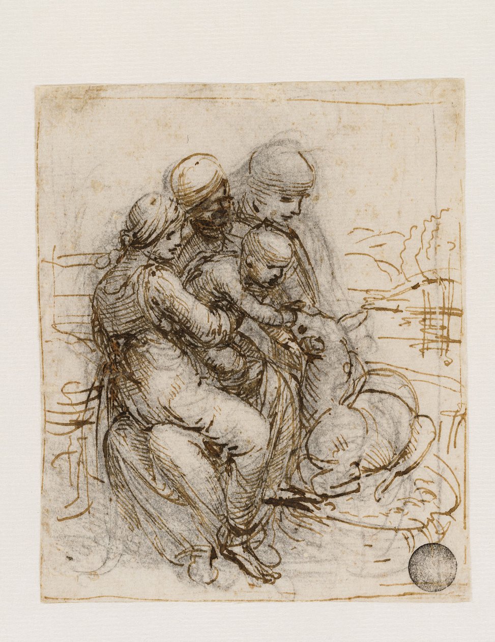 Jomfruen og barnet med den hellige Anne Anna Metterza, ca. 1501. af Leonardo da Vinci