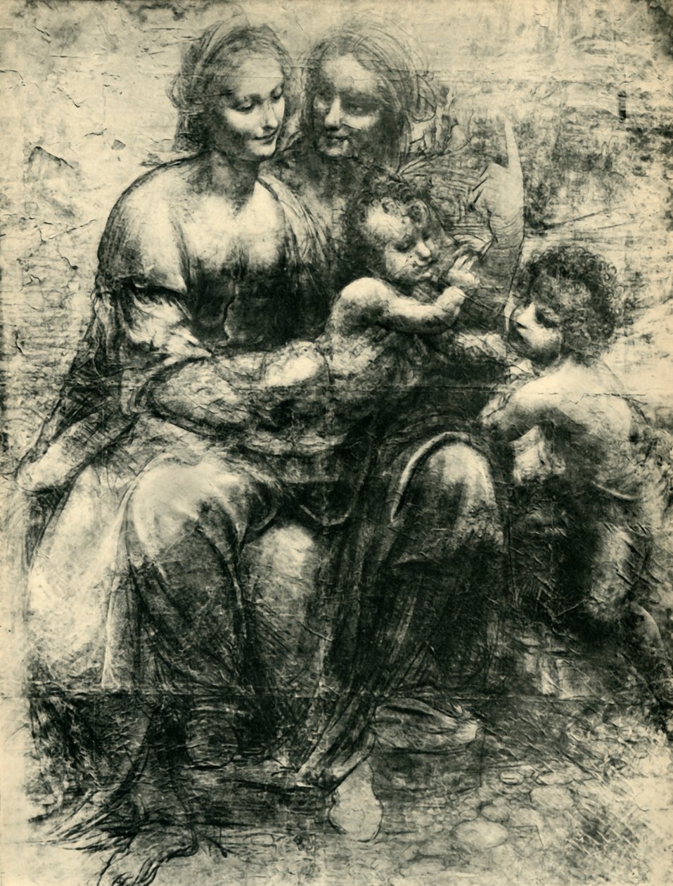 Jomfruen og barnet med Sankt Anne og Johannes Døberen, 1499-1500, 1943. af Leonardo da Vinci