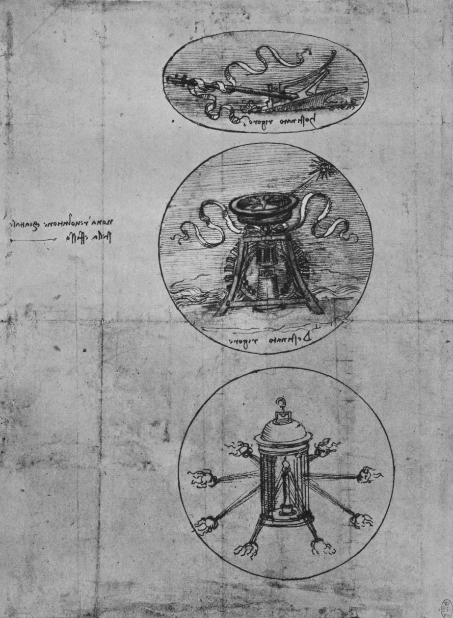 Tre emblemer, c1480 1945 af Leonardo da Vinci