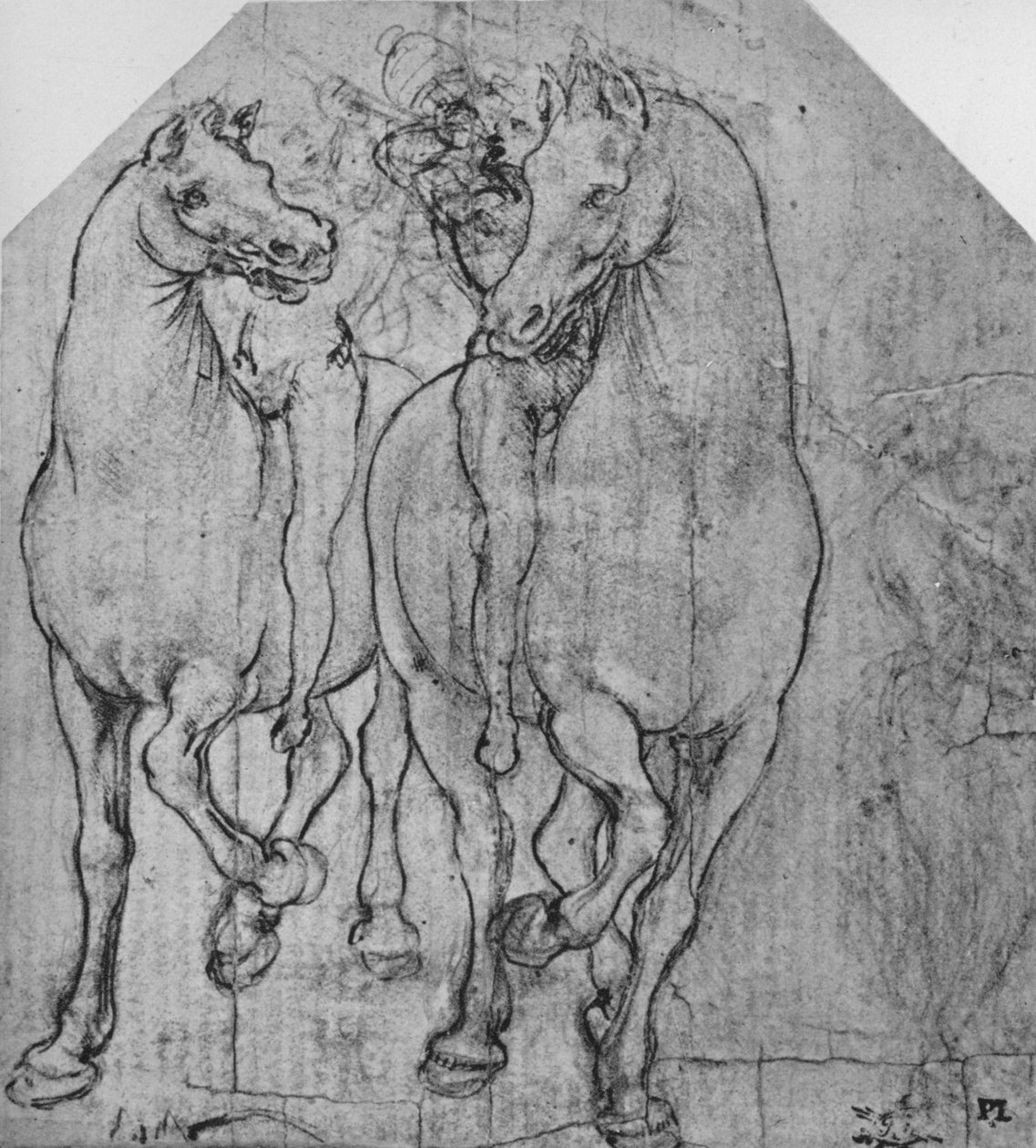 To ryttere, c1480 1945 af Leonardo da Vinci