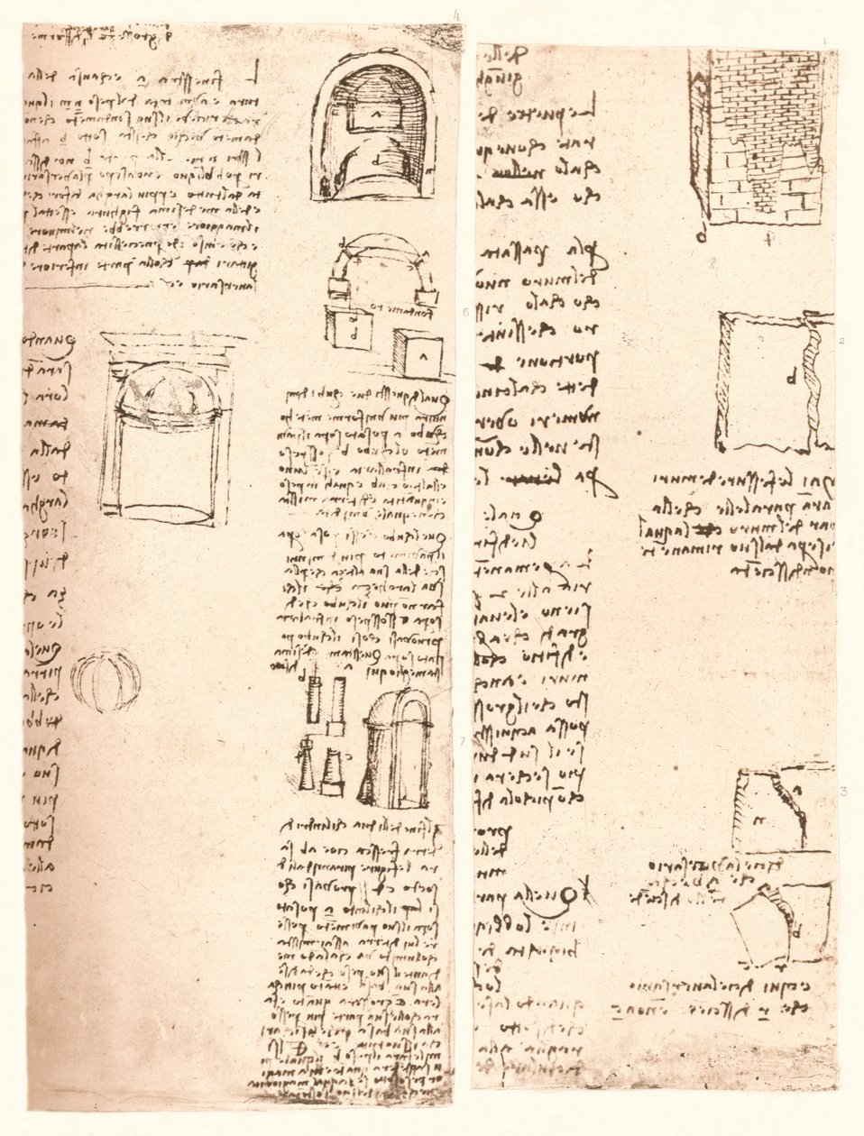 To arkitektoniske tegninger, c1472-c1519 1883 af Leonardo da Vinci
