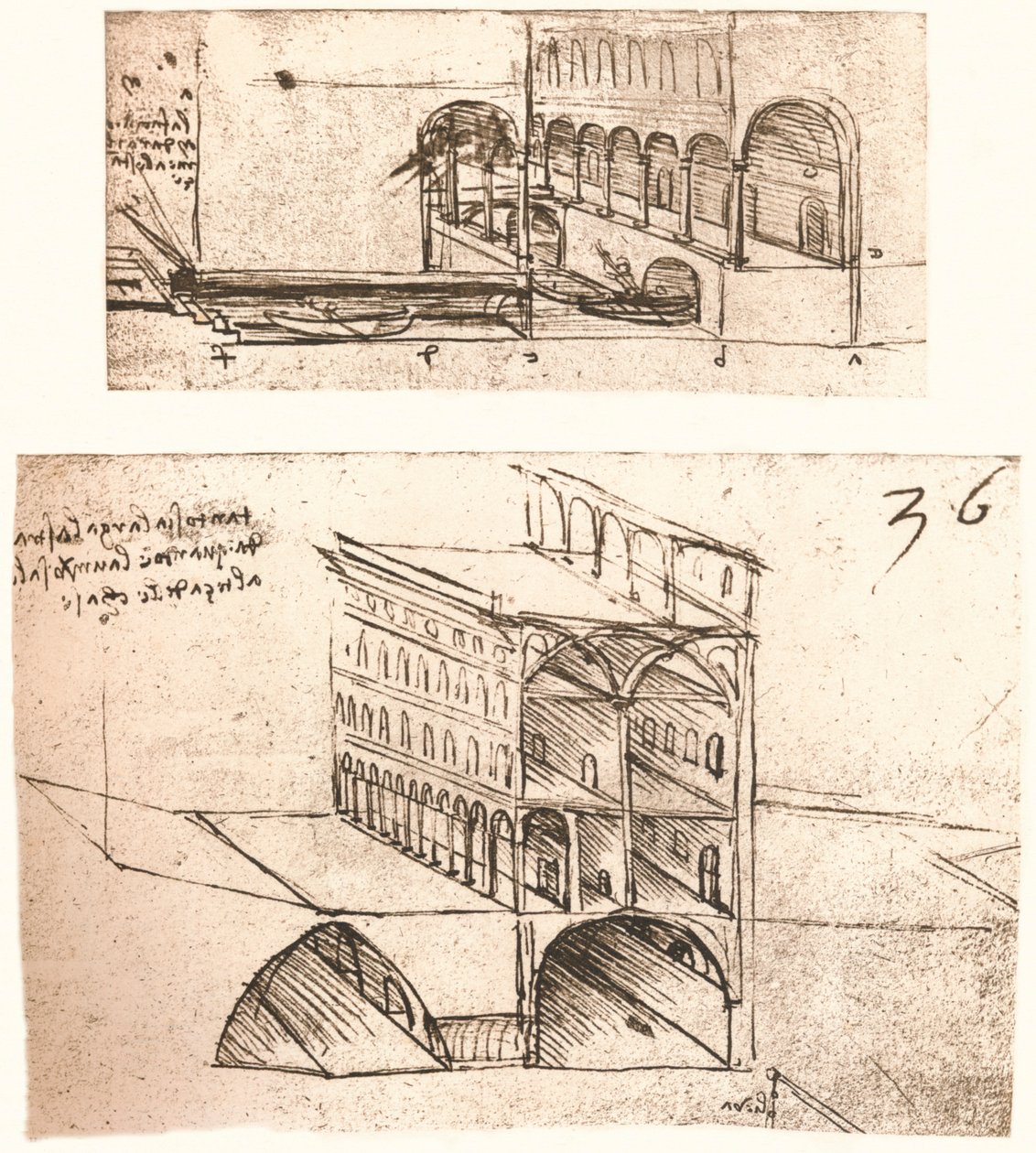 To planer for kanaler i en by, c1472-c1519 1883 af Leonardo da Vinci