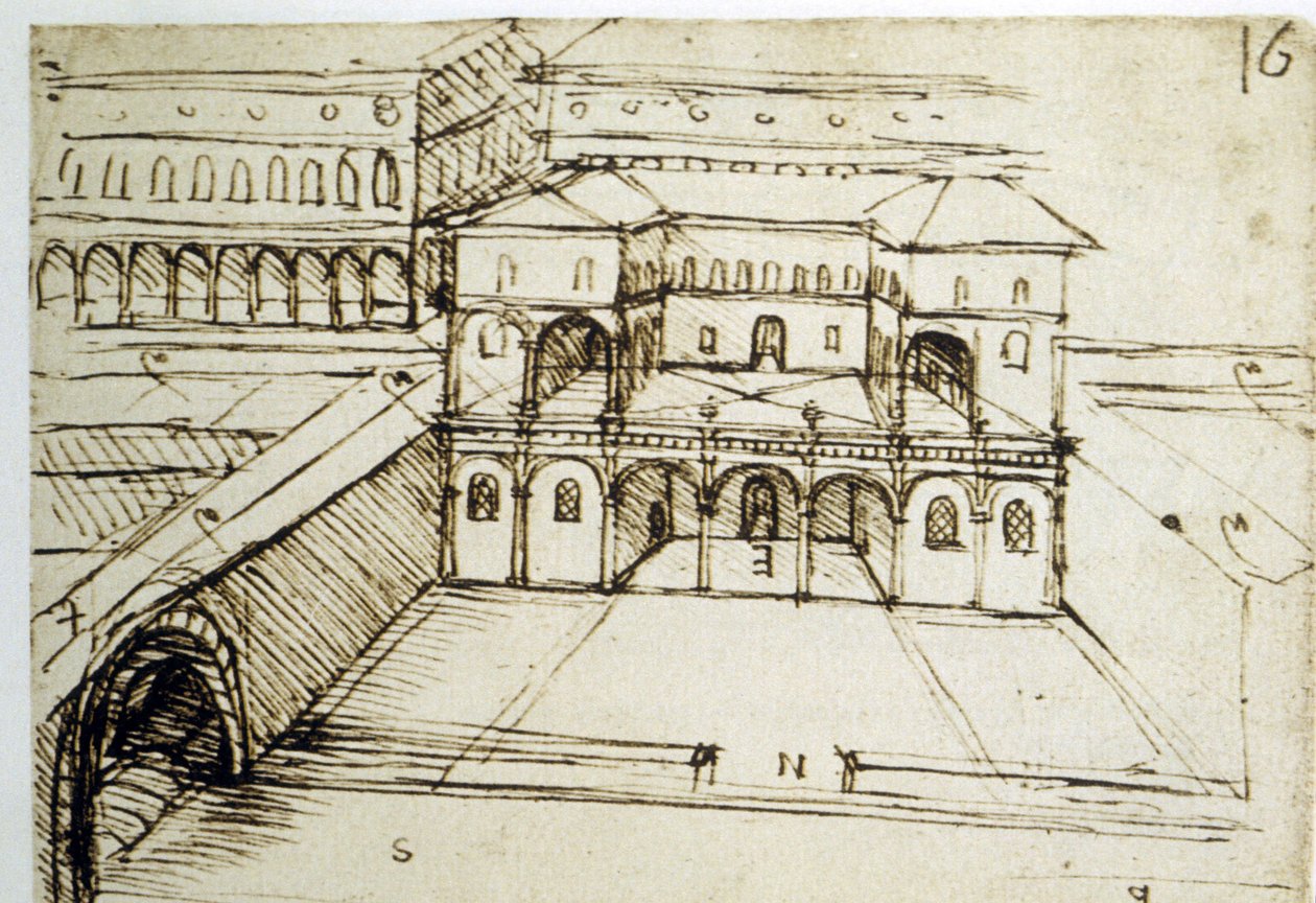 Byplanlægning: arkitektonisk plan (16) af Leonardo da Vinci (Leonardo da Vinci) af Leonardo da Vinci