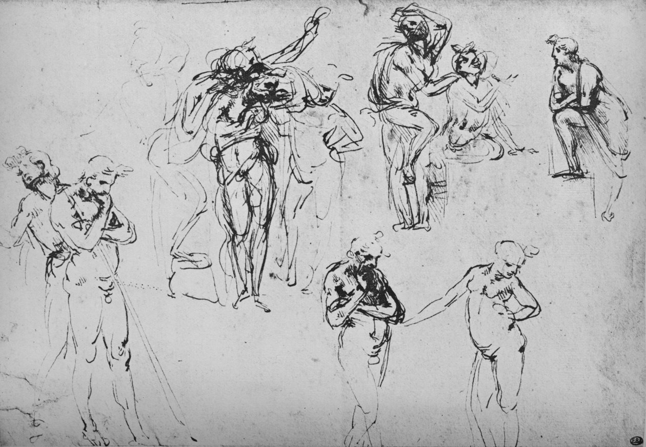Forskellige grupper og enkeltfigurer, c1480 1945 af Leonardo da Vinci