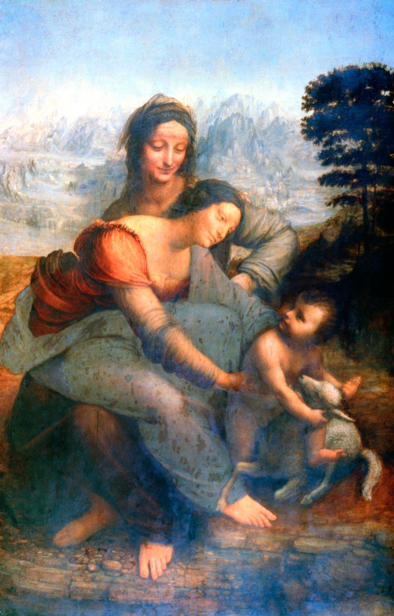 Jomfru og barn med Sankt Anne, 1502-1516 af Leonardo da Vinci