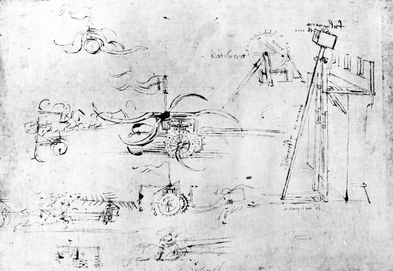 Våbendesign, fol. 40v-a (pen og blæk på papir) af Leonardo da Vinci