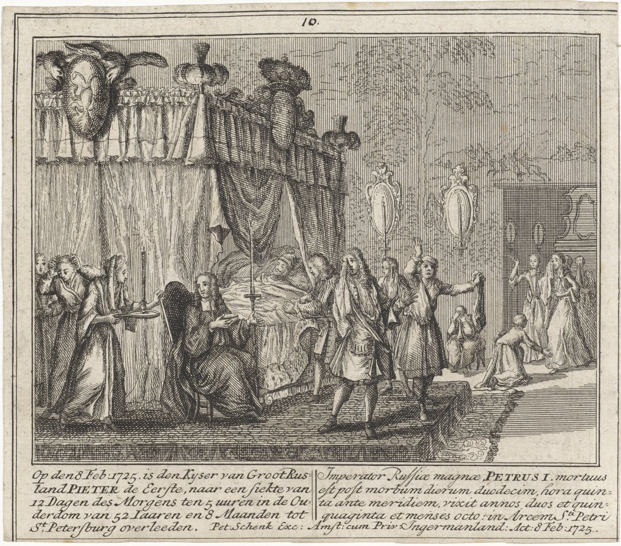 Peter den Stores død den 8. februar 1725 af Leonardus Schenk