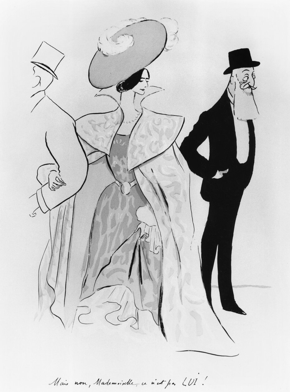 Karikatur af Leopold II (1835-1909) og Cleo de Merode (1873-1966) af Leonetto Cappiello