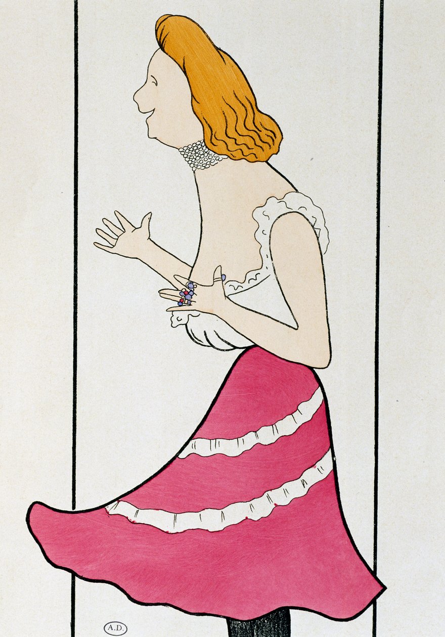 Skuespillerinde Mademoiselle Cassive i La Dame de Chez Maxim, af Georges Feydeau (1862-1921), karikatur fra 1899 af Leonetto Cappiello (1875-1942) af Leonetto Cappiello
