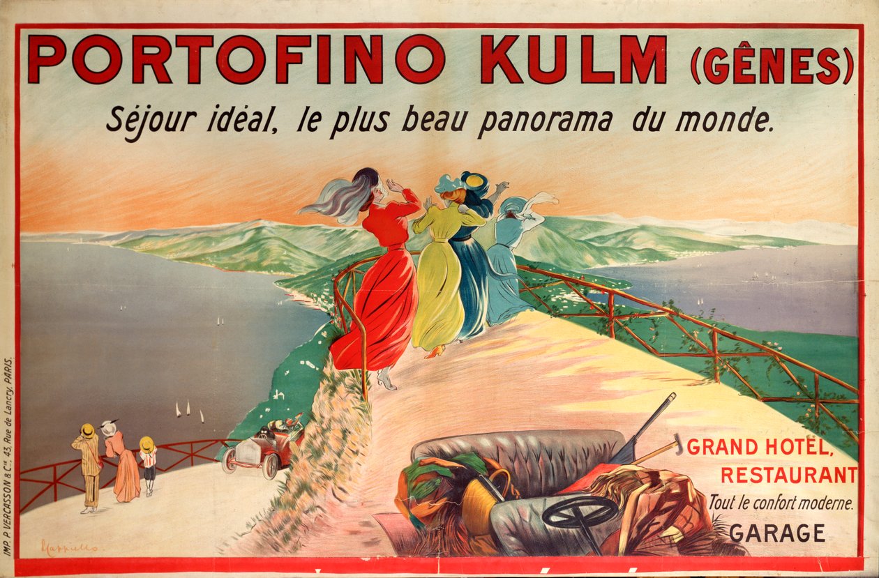 Reklameplakat for Portofino Kulm Hotel i Camogli, Italien, det 20. århundrede af Leonetto Cappiello