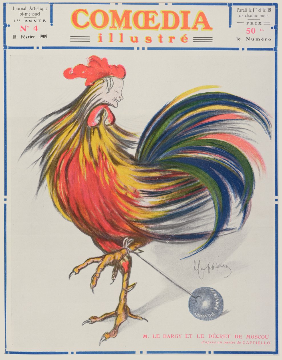 Forside til Comoedia Illustre, 15. februar, 1909 af Leonetto Cappiello
