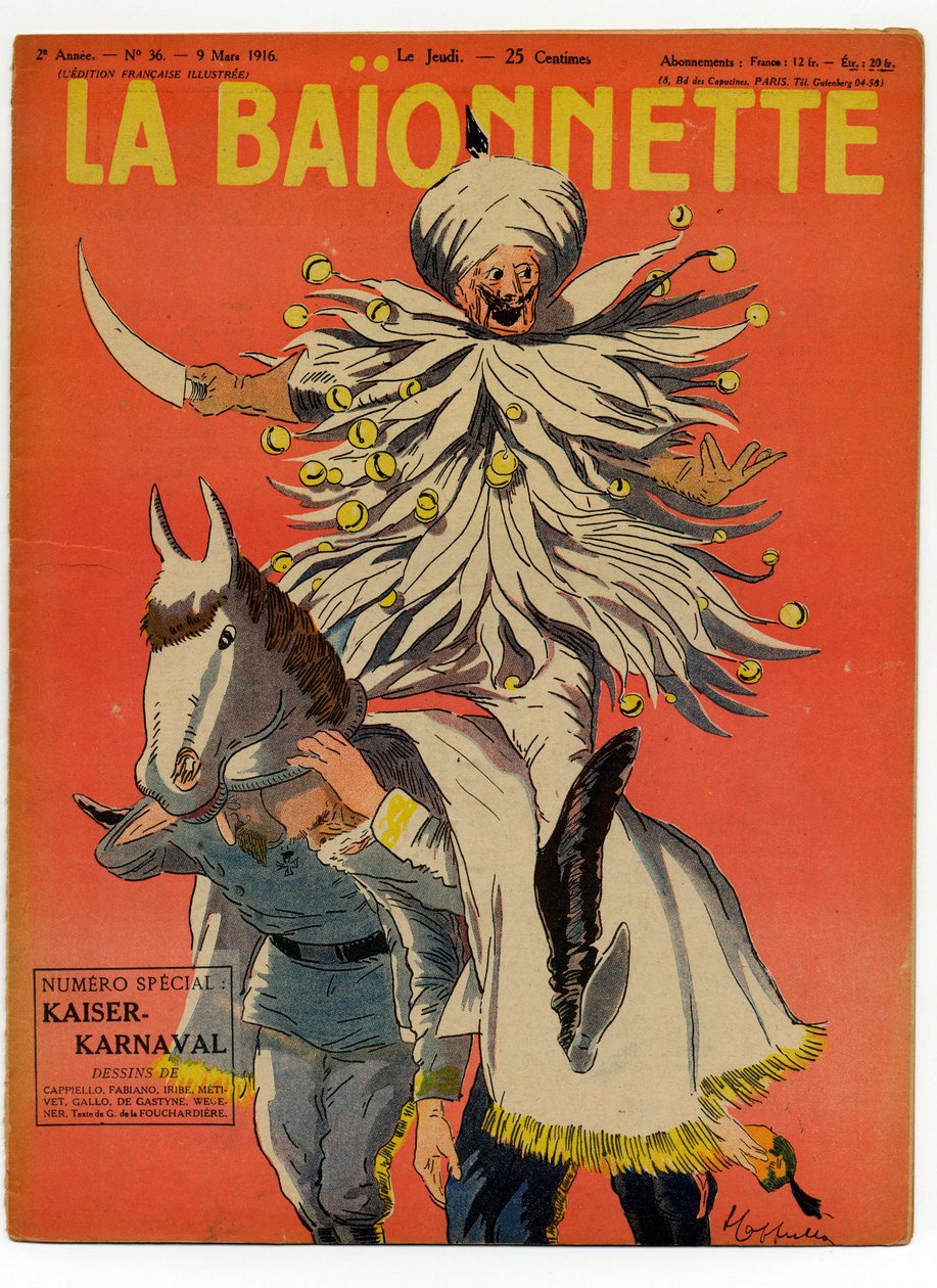 Forsiden af "La Baionnette", satirisk i farver af Leonetto Cappiello