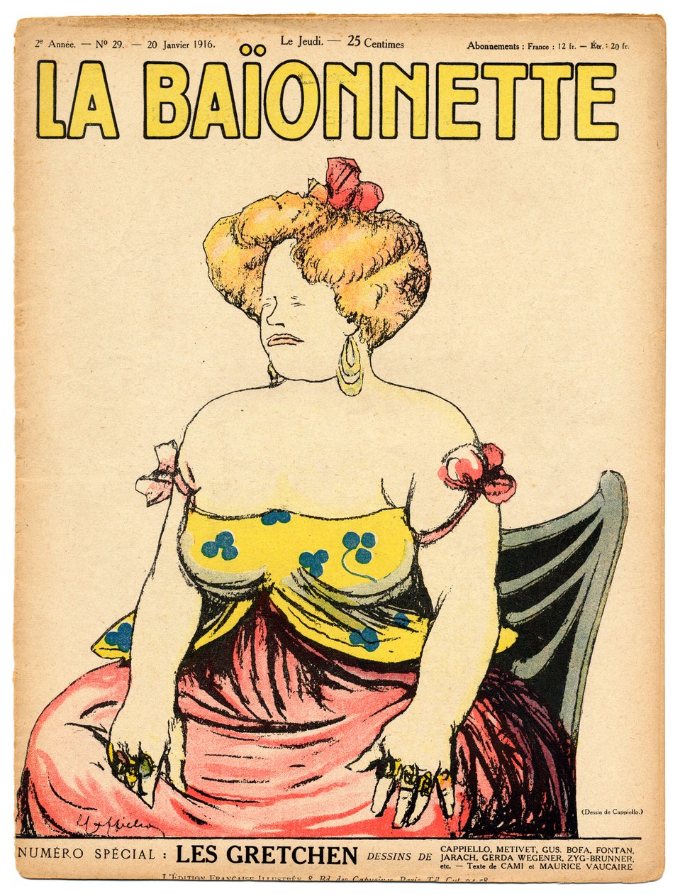 Cover af "" La Baionnette"", Satirisk i farver af Leonetto Cappiello