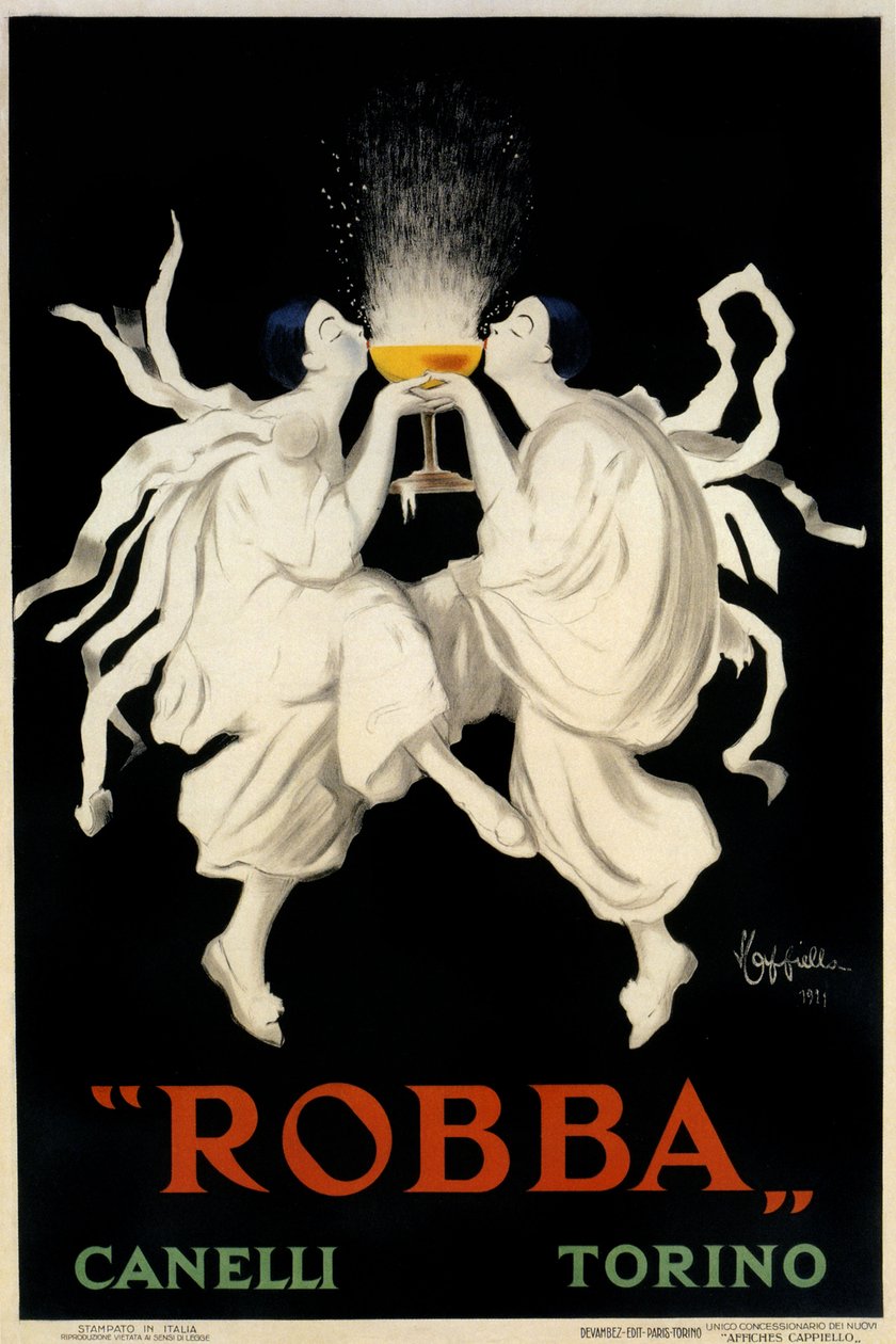 Plakatreklame for Spumante Robba Canelli, Torino, Italien, 1921 af Leonetto Cappiello